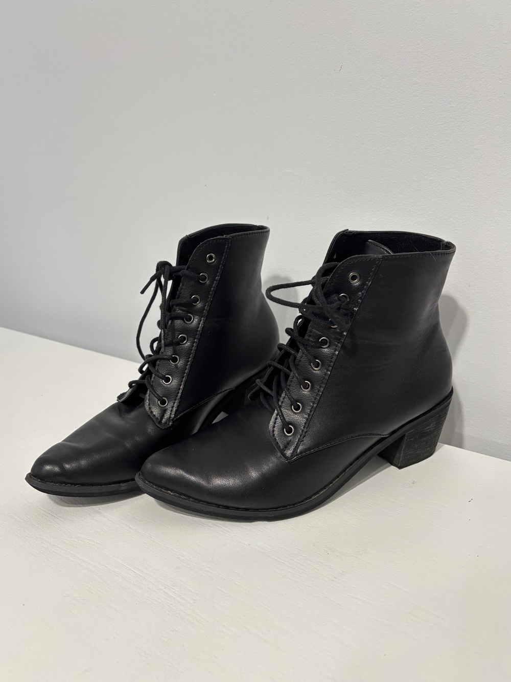 Witchy Black Pointed Boots lace up